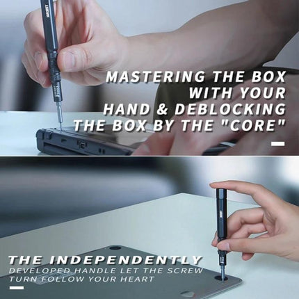 JAKEMY Multifunctional Screwdriver Set for Home Repairs - hands using precision screwdriver on electronics and gadgets