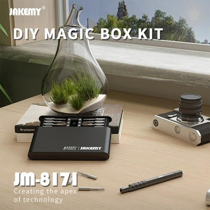JAKEMY Multifunctional Screwdriver Set for Home Repairs - compact 16-bit JM-8171 kit on desk for smartphone and electronics fixes