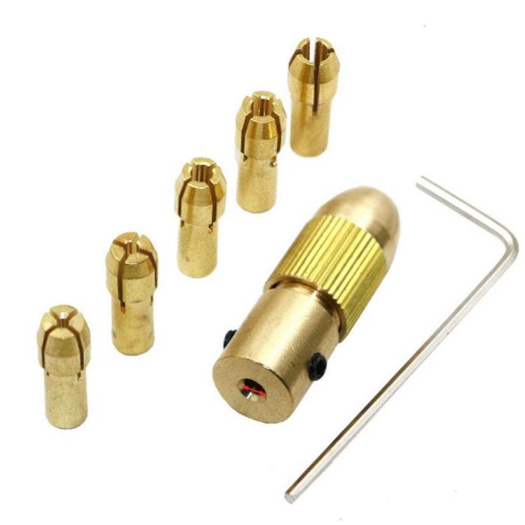 7 PCS/Set Brass 0.5-3mm Small Electric Drill Bit Collet Micro Twist 3.17mm Drill Chuck Set with Wrench, 3.17mm - Syndmart