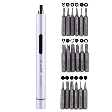 Wowstick 19-in-1 Precision Screwdriver Kit for Device Repair with slim silver handle and 18 precision bits for electronics