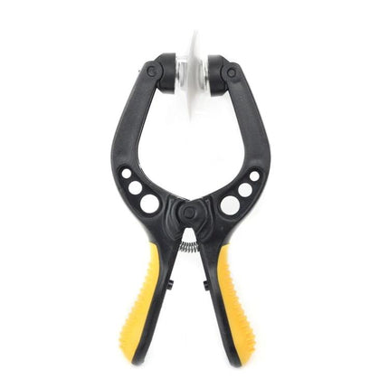 Universal Screen Repair Tool for Mobile Devices and Tablets - adjustable clamp with suction cup and ergonomic yellow grips