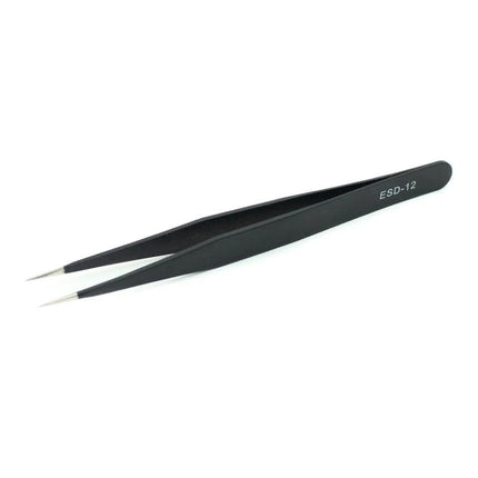 JIAFA Anti-Static Precision Tweezers Set for Electronics Repair - black ESD-12 fine-point tweezers for delicate component handling