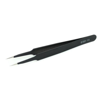 JIAFA Anti-Static Precision Tweezers Set for Electronics Repair - black ESD-14 fine-point tweezers for smartphone and laptop component handling
