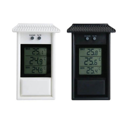 Eaves Shape Outdoor Garden Thermometer Waterproof For Outdoors digital max-min display in white and black waterproof eaves-mounted garden thermometer