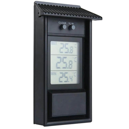 Eaves Shape Outdoor Garden Thermometer Waterproof For Outdoors digital wall-mounted outdoor thermometer with eaves cover, clear LCD display -20 to 50°C