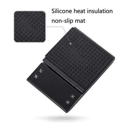 Effortless Slim Kitchen Scale For Coffee Use, 3kg Capacity with silicone heat insulation non-slip mat and LED display