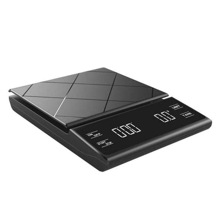 Effortless Slim Kitchen Scale For Coffee Use, 3kg Capacity - slim black digital coffee scale with LED display and tare button