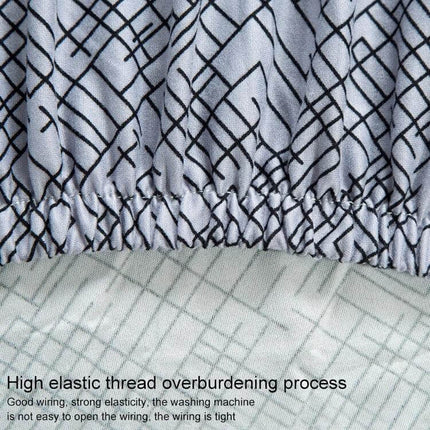 Elastic All-Inclusive Semicircle Printed Sofa Cover, Colorful Geometry - close-up of elastic hem and colorful geometry print protecting sofa fabric