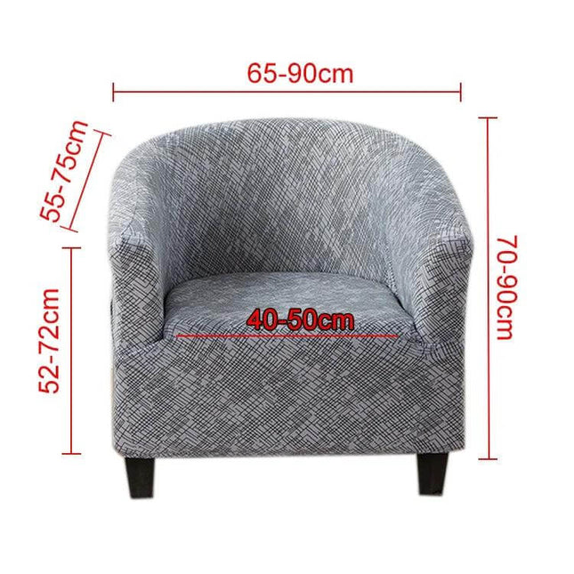 Elastic All-Inclusive Semicircle Printed Sofa Cover, Colorful Geometry - fitted gray geometric U-shaped chair cover with size measurements