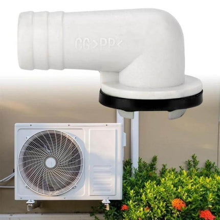 Elbow Air Conditioner Drain Nozzle 19mm For External Outlet white elbow connector installed on outdoor AC unit