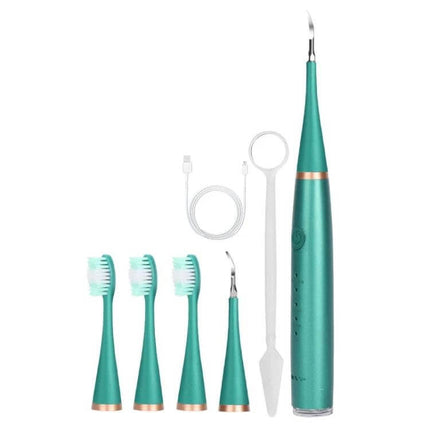Electric Dental Scaler Replacement Heads White 5 Pack For At Home Cleaning - ultrasonic scaler with five white replacement heads and accessories