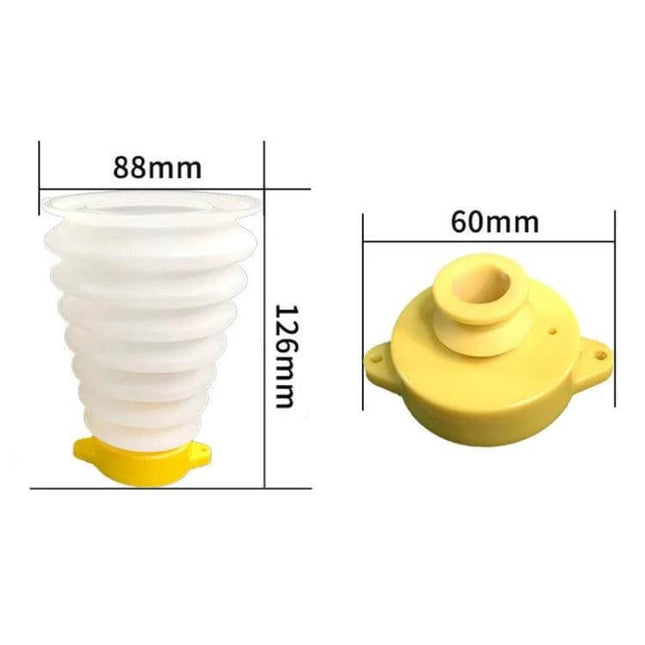 Electric Drill Dust Cover for 160mm Drills Keeps Work Areas Clean - white silicone collapsible shield 126mm x 88mm with 60mm yellow base
