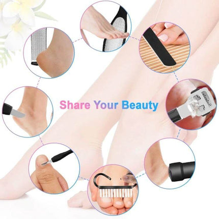 Electric Foot File Pedicure Kit White For Home Foot Care handheld USB rechargeable device with three grinding heads and LED display
