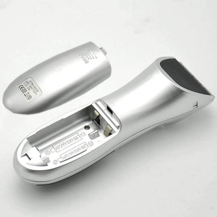 Electric Hair Shaver For Men And Children, Home Grooming Silver - compact silver stainless steel blade trimmer with removable battery cover