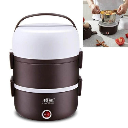 Electric Lunch Box Double Layer For Daily Meals At Work - compact 2-tier 1.3L electric food warmer with handle, steam circulation and 220V 250W heating