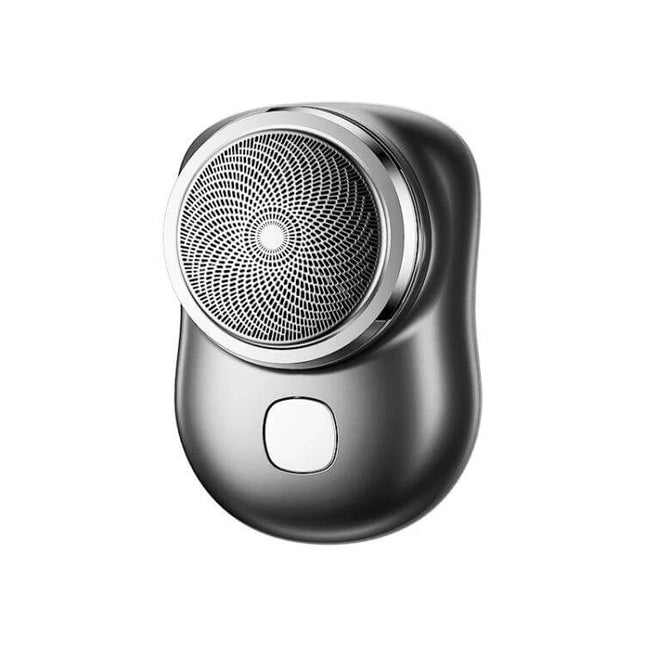 Electric Mini Shaver USB Rechargeable For Everyday Grooming - compact grey USB Type-C travel shaver with ergonomic curved body and one-button design