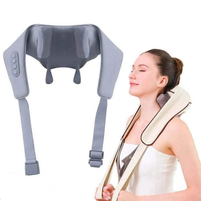 Electric Neck And Shoulder Shiatsu Massager For Home Use with flexible silicone heads for neck and trapezius, hands-free relaxation for desk workers and travelers