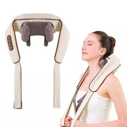 Electric Neck And Shoulder Shiatsu Massager For Home Use with flexible silicone heads for neck and trapezius, hands-free design for office and travel