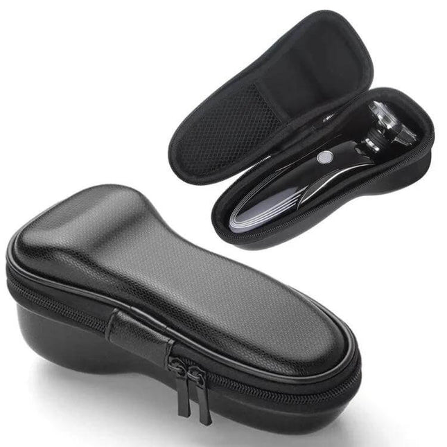 Electric Razor Storage Bag For Most 2-Head Or 3-Head Razors - compact hard-shell EVA travel case fits most men's shavers 19x7x6cm, protects from bumps and moisture