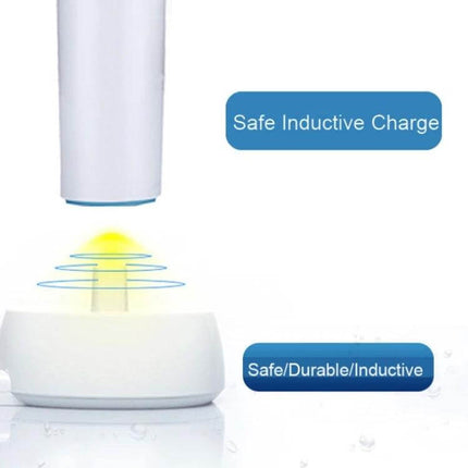 Electric Toothbrush Charging Cradle Replacement For Oral-B showing white inductive charging cradle and toothbrush docking securely