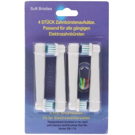 Electric Toothbrush Heads 4 Pack With Soft Nylon Bristles - four replacement brush heads with soft nylon bristles and bamboo holders