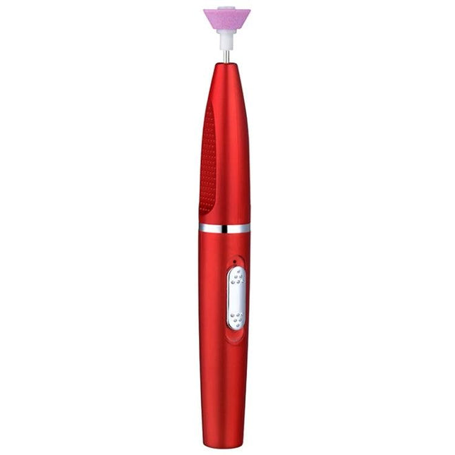 Electrical Nail Polisher and Remover Pen, Red for At-Home Nail Care – compact USB rechargeable pen with 15000 rpm motor and five grinding heads