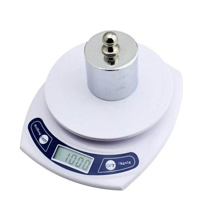 Electronic Kitchen Scale 7kg x 1g For Small Batches And Recipes - white digital kitchen scale weighing 1000g calibration weight