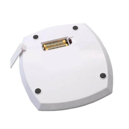 Electronic Kitchen Scale 7kg x 1g For Small Batches And Recipes - underside view showing battery compartment, anti-slip feet and fold-out stand