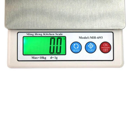 Electronic Kitchen Scale For Everyday Use With 10kg Capacity - MH-693 stainless steel platform, LCD display and tare button