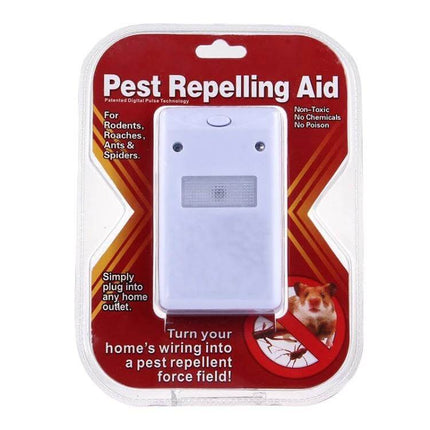 Electronic Pest Repellent EU Plug Ideal for Homes Everyday Use white plug-in device packaged for kitchen living room use, chemical-free pest control