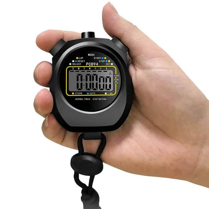 Electronic Stopwatch for Sports Training Waterproof in hand, compact waterproof ABS casing, 3-key operation for track and gym timing
