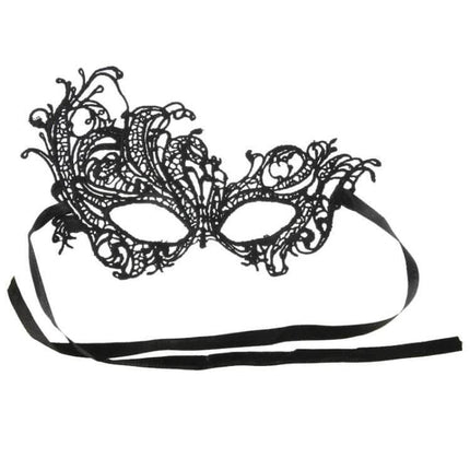 Elegant Eye Mask Lace Venetian Masquerade Ball Party Accessory - black lace Venetian-style masquerade eye mask with self-tie ribbon straps