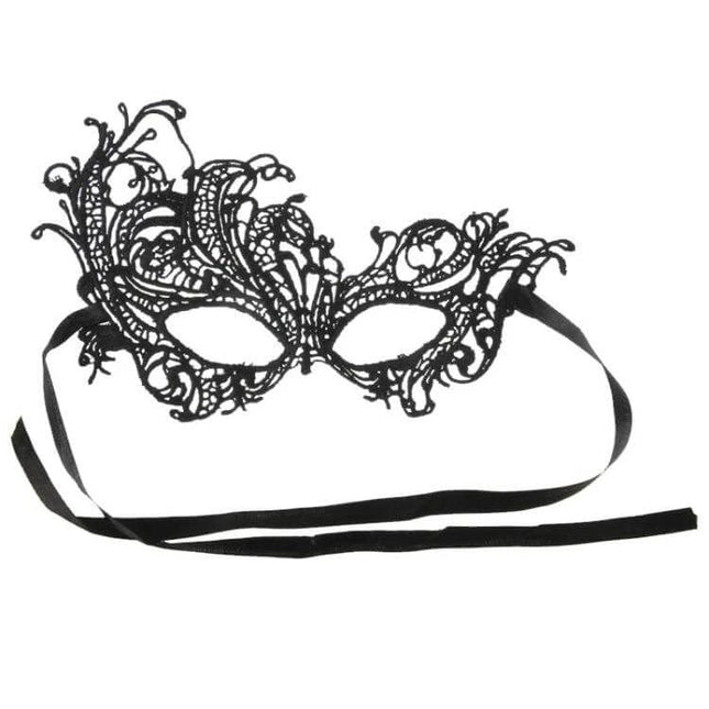 Elegant Eye Mask Lace Venetian Masquerade Ball Party Accessory - black lace Venetian-style masquerade eye mask with self-tie ribbon straps