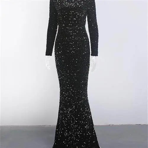 Elegant Modest Sequin Evening Gown for Women Timeless Style 