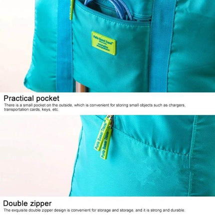 Embellish Foldable Travel Pouch Waterproof Nylon 44x35x19cm turquoise bag with practical pocket and double zipper for travel organization