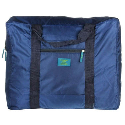 Embellish Foldable Travel Pouch Waterproof Nylon 44x35x19cm navy blue foldable waterproof travel bag with front zip pocket and carry handles