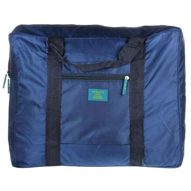 Embellish Foldable Travel Pouch Waterproof Nylon 44x35x19cm navy blue waterproof travel storage bag with front pocket and handles