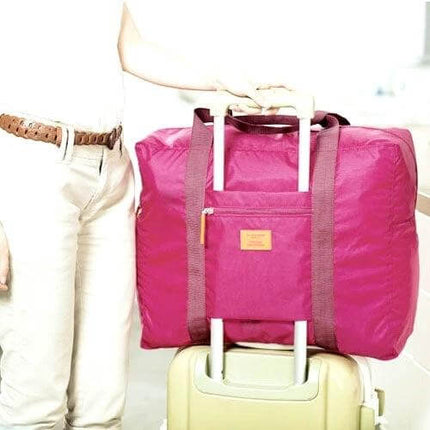 Embellish Foldable Travel Pouch Waterproof Nylon 44x35x19cm - pink foldable luggage pouch on suitcase for weekend travel