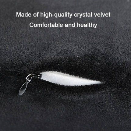Eyelash Pillow Memory Foam 60x34x12 cm For Neck Support - close-up of black crystal velvet cover zipper detail