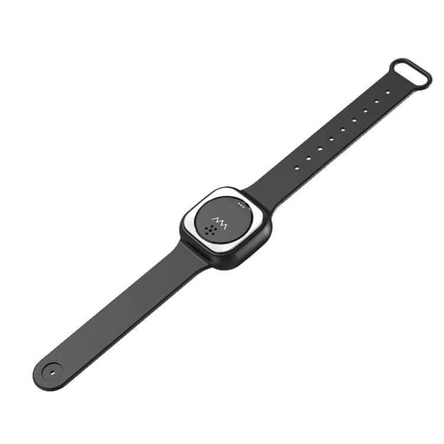 F8 Outdoor Silica Gel Mosquito Repellent Wristband Black showing slim black wearable band with central silica gel repellent module for outdoor use
