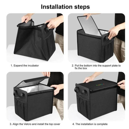 Foldable Car Trunk Organizer With Leakproof Cooler Bag showing four installation steps assembling the removable cooler and support plate