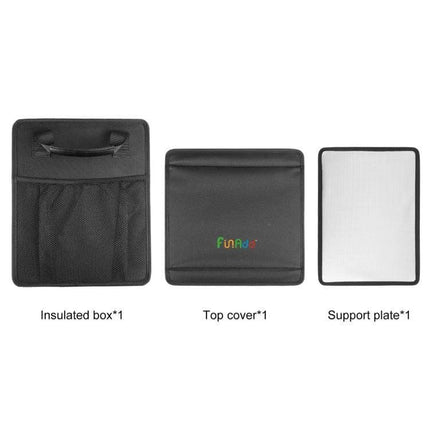 Foldable Car Trunk Organizer With Leakproof Cooler Bag showing insulated box, top cover and support plate folded flat