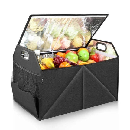 FunAdd Foldable Trunk Organizer Bag For Everyday Use - black 600D nylon collapsible car trunk organizer with insulated lid and groceries