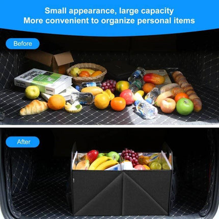 FunAdd Foldable Trunk Organizer Bag For Everyday Use neatly stores groceries and picnic supplies in car trunk, folds flat when not in use