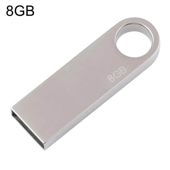 8GB Metal USB Flash Drive for Easy Data Storage and Transfer - silver metal 8GB USB stick with keyring hole, durable plug-and-play file transfer