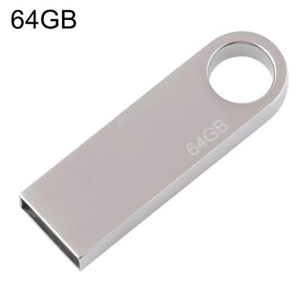 64GB Metal USB Flash Drive for Everyday Data Storage – silver metal 64GB USB stick with keyring hole, durable everyday data storage