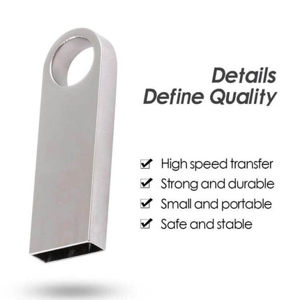 Compact 4GB Metal USB Flash Drive for Storing Files and Photos - compact metal USB with keyring hole, durable body for travel, high-speed transfers