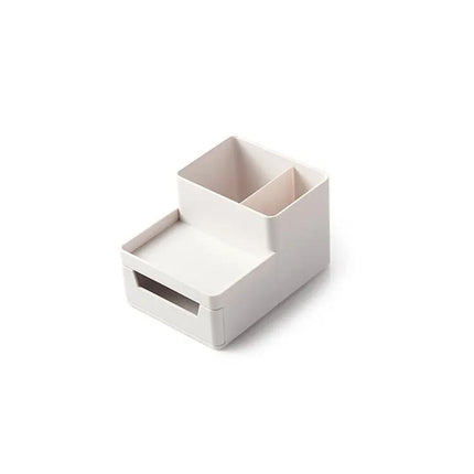Desk-Top Pen Holder and Storage Box Grey White For Organization