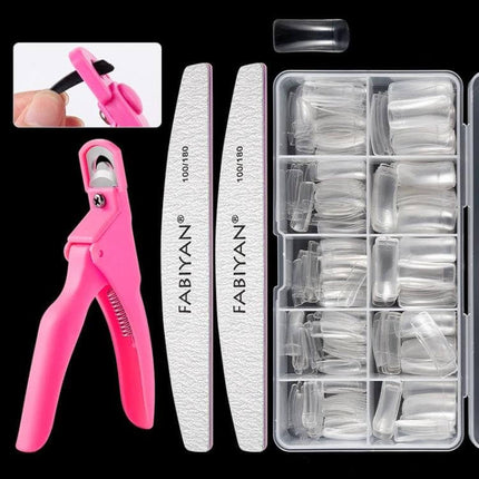 FABIYAN Nail Brush Set For Nail Art And Polishing Natural – acrylic pen holder, 10 brush heads, nail forms and pink cuticle clip kit