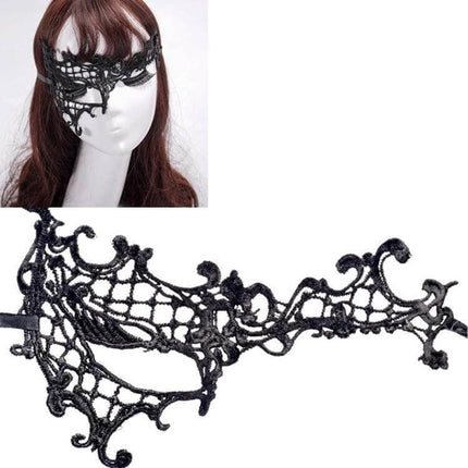 Face Lace Mask For Halloween Masquerade Semi-Eyed Elegant Party Accessory - black handmade eco-friendly lace eye mask with strap